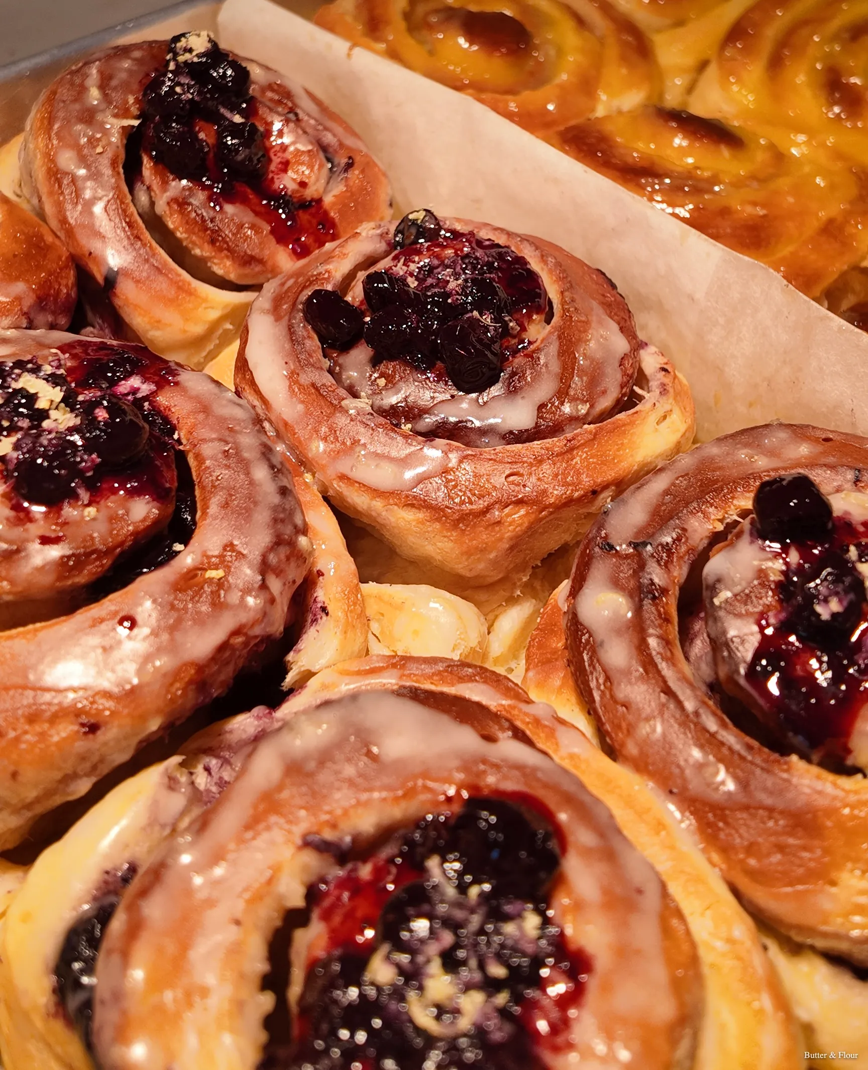 Blueberry rolls with homemade compote and glaze — Butter and Flour HCMC